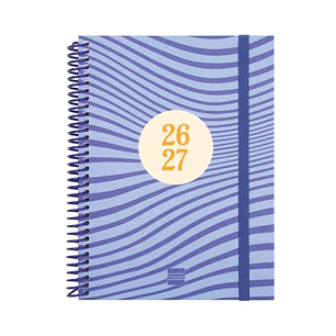 Finocam Diva Agenda Escolar 26/27 en Catalan - Semana Vista Horizontal - Formato 4º - 155x212mm - Tapas de Carton Forrado - Papel de 80g/m2 - Espiral 