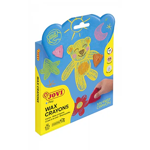 Jovi My First Crayon Estuche de 8 Ceras con Forma de Oso - Resistentes - No Manchan - Diseño Ergonomico - Fomenta El Correcto Agarre - Trazos Finos y 
