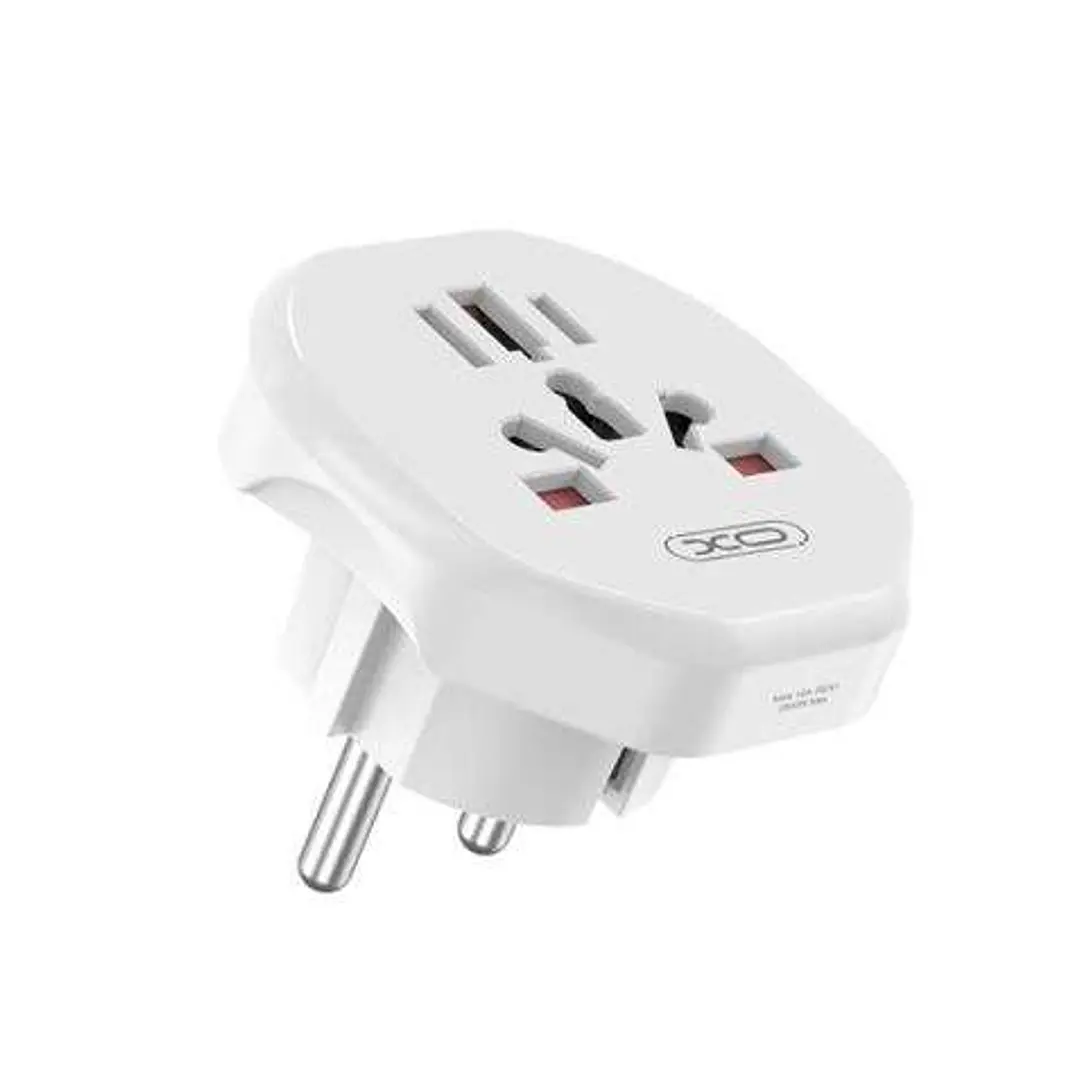 XO Enchufe de Pared Universal - Proteccion Infantil - 250V - 10Amp - 2500W - 58.2x55.6x49.4mm - Color Blanco 1
