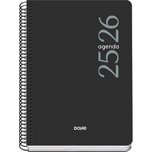 Dohe Esencial Agenda Escolar 25/26 Espiral A5 - Dia Pagina - Papel 70g/m2 - Cubierta en Polipropileno - Color Negro