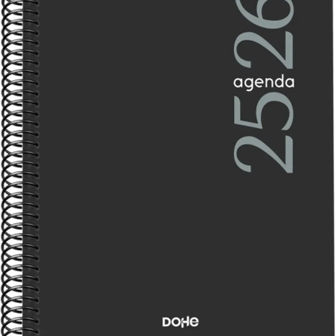 Dohe Esencial Agenda Escolar 25/26 Espiral A5 - Dia Pagina - Papel 70g/m2 - Cubierta en Polipropileno - Color Negro 1