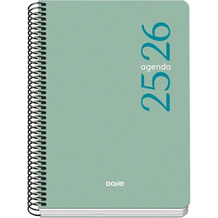Dohe Esencial Agenda Escolar 25/26 Espiral A5 - Dia Pagina - Papel 70g/m2 - Cubierta en Polipropileno - Color Verde