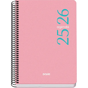 Dohe Esencial Agenda Escolar 25/26 Espiral A5 - Dia Pagina - Papel 70g/m2 - Cubierta en Polipropileno - Color Rosa
