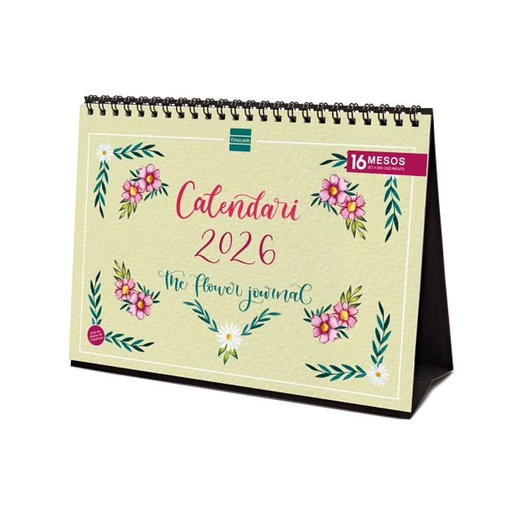 Finocam Calendario de Sobremesa en Catalan - Anual 2026 - Imagenes Variadas - Espacio para Escribir - Tematica de Flores 1