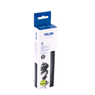 Milan Pack de 5 Barritas de Carboncillo - Natural - Redondo de 12-14mm - Color Negro