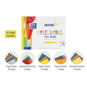 Oxford Manualidades Bloc Encolado Papeles Surtidos A4+ - Tapa Blanda - 42 Hojas - Ideal para Proyectos Creativos