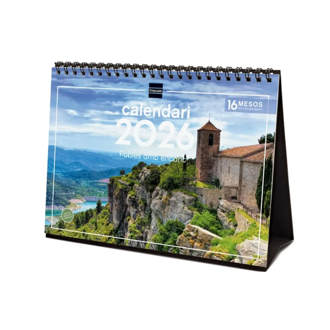 Finocam Calendario de Sobremesa en Catalan - Anual 2026 - Imagenes Variadas - Espacio para Escribir - Tematica de Ciudades y Pueblos 1