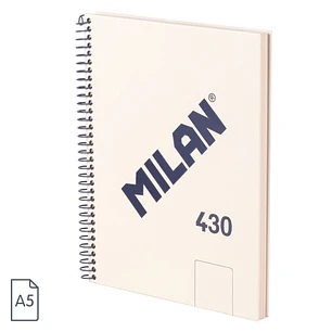 Milan 430 Since 1918 Cuaderno A5 con Espiral - Hojas Blancas - 80 Hojas de 95g - Tapa Dura - Color Beige