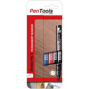 Pentel PenTools Pack de 4 Rotuladores Permanentes Industriales Pentel Pen N50S - Punta Conica Resistente y Duradera - Trazo 1mm - Resistente a Agua y 