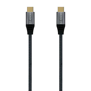 Aisens Cable USB 2.0 Aluminio 5A 100W E-MARK - USB-C/M-USB-C/M - 1.0M - Color Gris