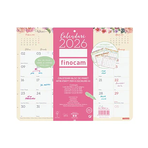 Finocam Design Calendario Imantado en Catalan - Anual 2026 - Bloc Encolado - 250x6x200mm - Espacio para Escribir - Color Surtidos