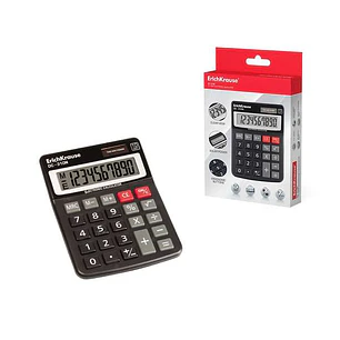 Erichkrause DC-310N Calculadora de Sobremesa con Pantalla LCD de 10 Digitos - Funciones de Calculo Avanzadas - Alimentacion Pilas y Solar - Color Negr