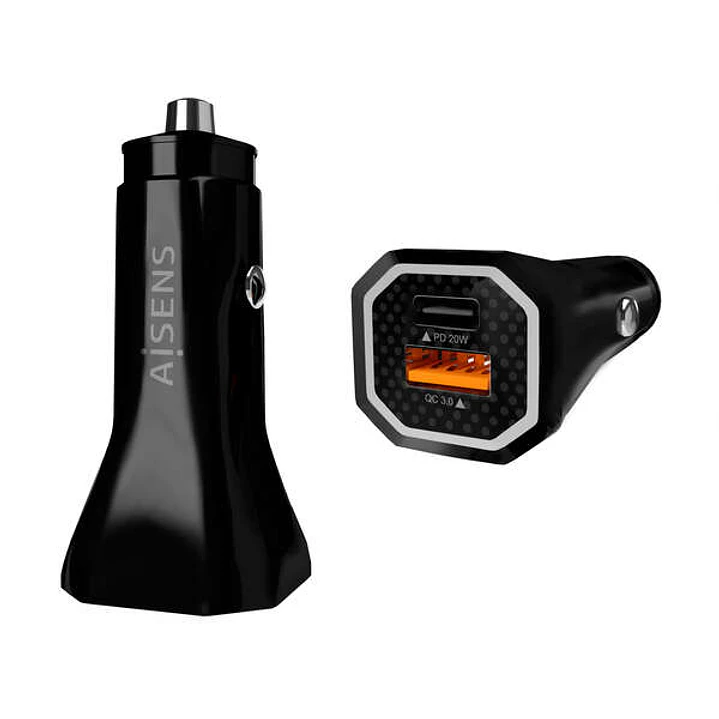 Aisens Cargador de Coche 38W,1xUSB-C PD3.0 20W,1xUSB-A QC3.0 18W - Color Negro 1