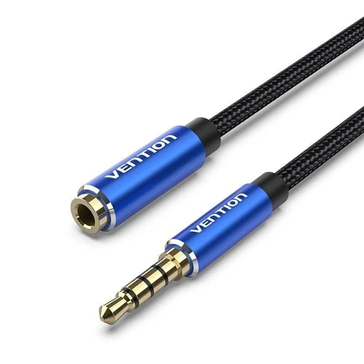 Vention Cable Extensor de Audio Estereo - Longitud 5m - Jack 3.5mm Macho - Jack 3.5mm Hembra - Conectores Chapados en Oro - Color Azul Lago 1