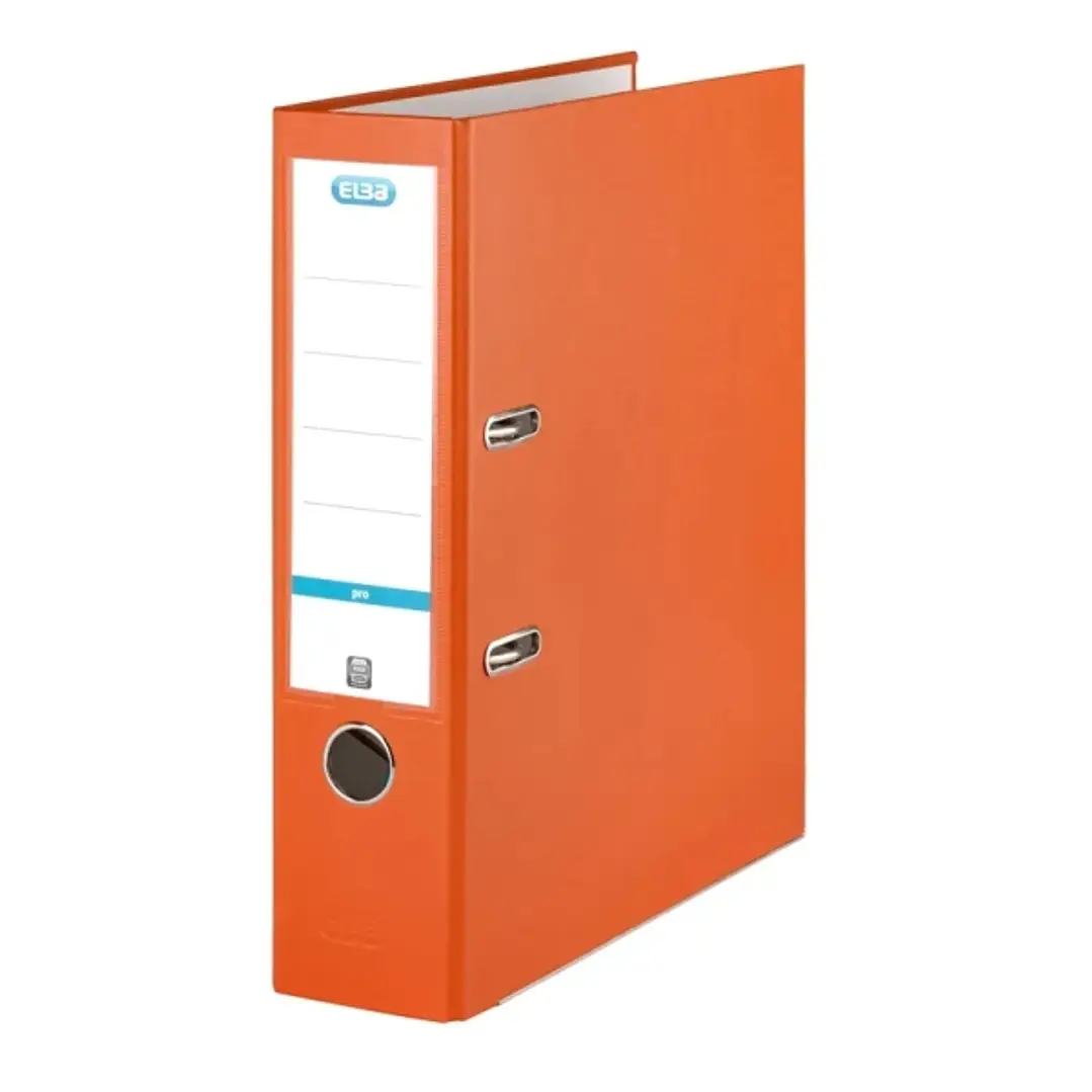Elba Rado Top Archivador Ancho de Palanca - Formato Folio - Cantoneras Metalicas - Tarjetero con Etiqueta en el Lomo - Color Naranja 1