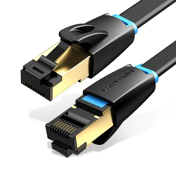 Vention Cable de Red Cat.8 UTP - Longitud 1.5m - Velocidad hasta 40Gbps - 30AWG - Conectores Chapados en Oro - Color Negro 1