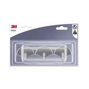 3M Ganchos Adhesivos en Barra - 3 Ganchos - Soporta hasta 1.5kg - Color Gris Metalizado