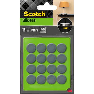 Scotch Move and Protect Pack de 16 Patines Deslizantes Adhesivos - Diametro de 17mm - Color Gris