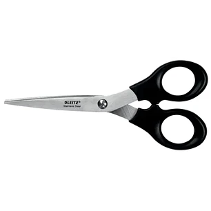 Leitz Tijeras de Acero Inoxidable 16.5cm - Ideales para Casa, Colegio, Oficina - Color Negro