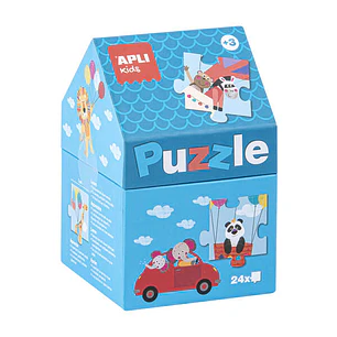Apli Puzle Casita Infantil de 24 Piezas - Tamaño 42x28mm - Piezas Resistentes y Seguras - Desarrollo de Habilidades y Capacidades - Acabado Brillante 