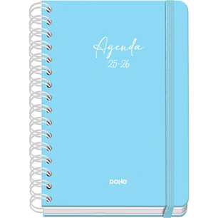 Dohe Serenity Agenda Escolar 25/26 Espiral Wire’o A5 - Semana Vista - Papel 80g/m2 - 4 Hojas de Pegatinas - Cubierta de Carton Plastificado - Cierre c