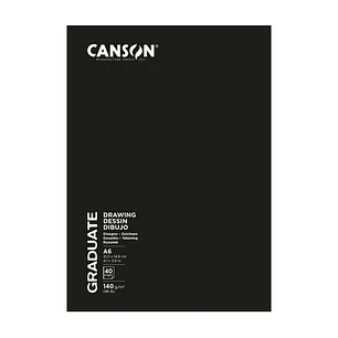 Canson Graduate Dibujo y Esbozo Cuaderno Grapado con 20 Hojas A3 - 140g - Grano Fino - Color Blanco
