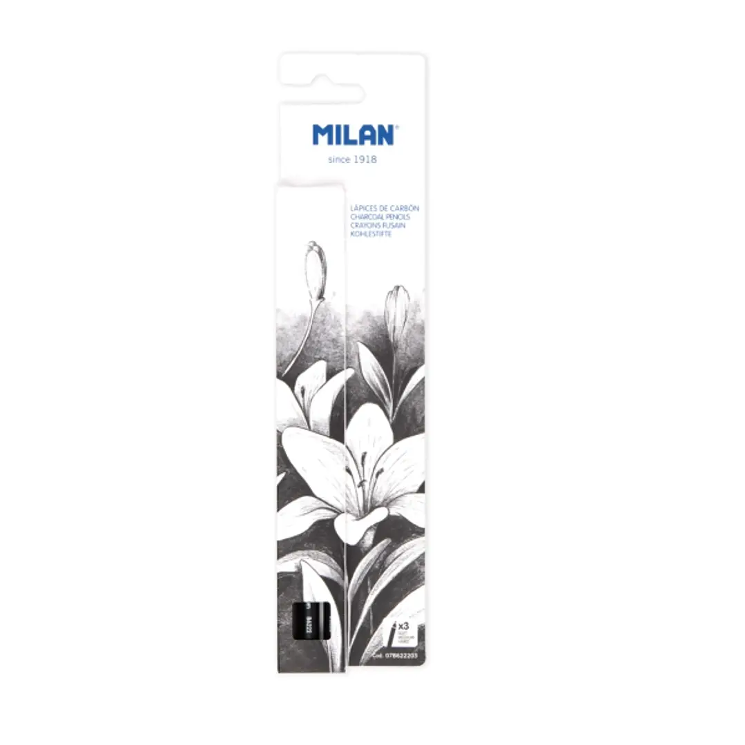 Milan Art Pack de 3 Lapices de Carboncillo - Color Negro 1