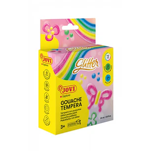 Jovi Glitter Gouache Estuche de 4 Botes de Tempera 35ml - Tempera Liquida Base Agua - Particulas de Purpurina - Excelente Rendimiento - Secado Rapido 