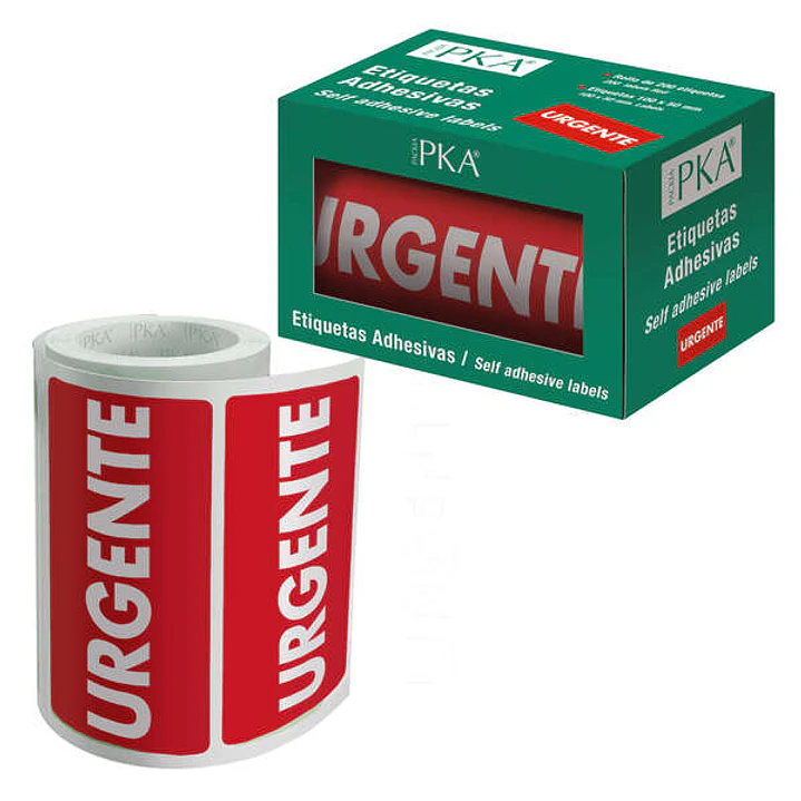 Dohe Rollo de 200 Etiquetas Adhesivas Urgente - 100x50mm - Letras Blancas sobre Fondo Rojo - Ideal para Expedicion de Paquetes 1