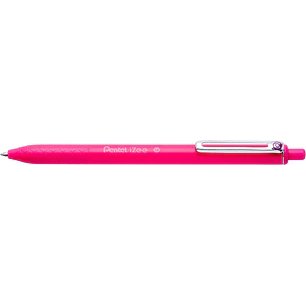 Pentel iZee Boligrafo de Bola Retractil - Punta 0.7mm - Trazo 0.35mm - Clip de Metal - Color Rosa