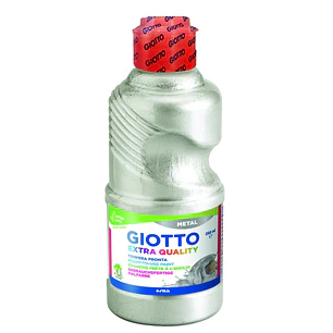 Giotto Extra Quality Metal Tempera - 250ml - Lispa para el Uso - Botella Bio Pet - Color Plata