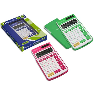 Bismark Calculadora Escolar de 8 Digitos - Tapa Dura - Funciones Basicas y Memoria - Alimentacion Solar y a Pilas - Colores Surtidos