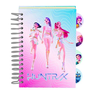 Safta K-Pop Demon Hunters Bloc de Notas - Formato A6 - 80 Hojas de 80 g/m2 - Espiral - Tapas Duras - 4 Separadores Interiores - 10.5x14.8cm - Multicol