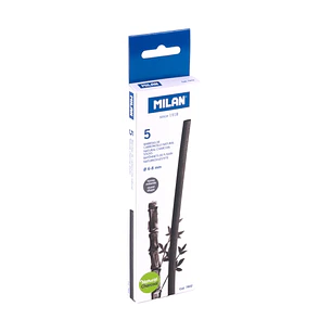 Milan Pack de 5 Barritas de Carboncillo - Natural - Redondo de 6-8mm - Color Negro