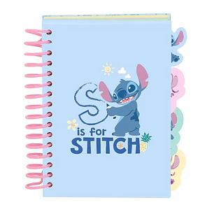 Safta Stitch Bloc de Notas - Formato A6 - 80 Hojas de 80 g/m2 - Espiral - Tapas Duras - 4 Separadores Interiores - 10.5x14.8cm - Color Azul Pastel