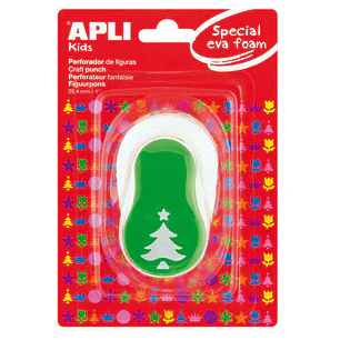 Apli Perforadora Árbol Navidad - Figura 25.4mm - Perfora Papel, Carton, Cartulina y Goma Eva de Hasta 2mm - Deposito de Restos - Doble Uso para Decora
