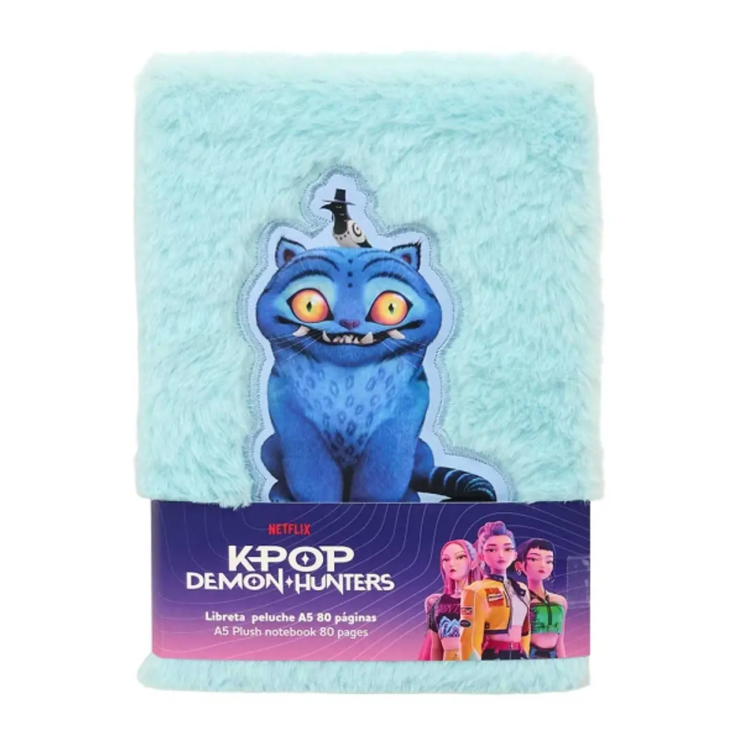 Safta K-Pop Demon Hunters Bloc de Notas - Formato A5 - Tapas de Peluche - 80 Paginas - 21x14.8cm - Color Azul Claro 1