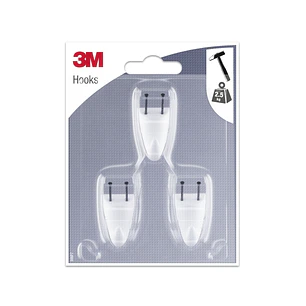3M Pack de 3 Ganchos para Clavar - Formato S - Soporta hasta 2.5kg - Color Blanco