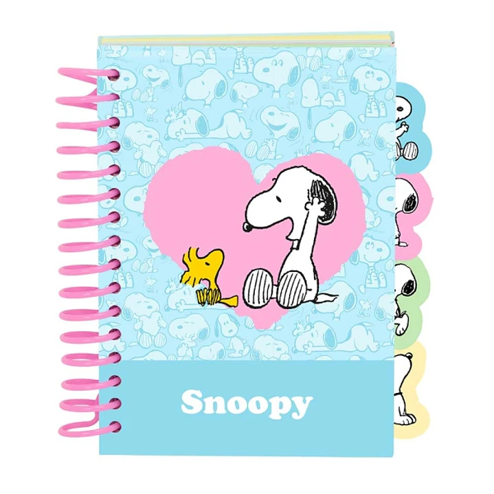 Safta Snoopy Bloc de Notas - Formato A6 - 80 Hojas de 80 g/m2 - Espiral - Tapas Duras - 4 Separadores Interiores - 10.5x14.8cm - Color Azul Claro 1