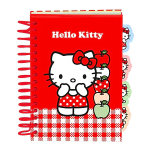 Safta Hello Kitty Bloc de Notas - Formato A6 - 80 Hojas de 80 g/m2 - Espiral - Tapas Duras - 4 Separadores Interiores - 10.5x14.8cm - Color Rojo y Bla