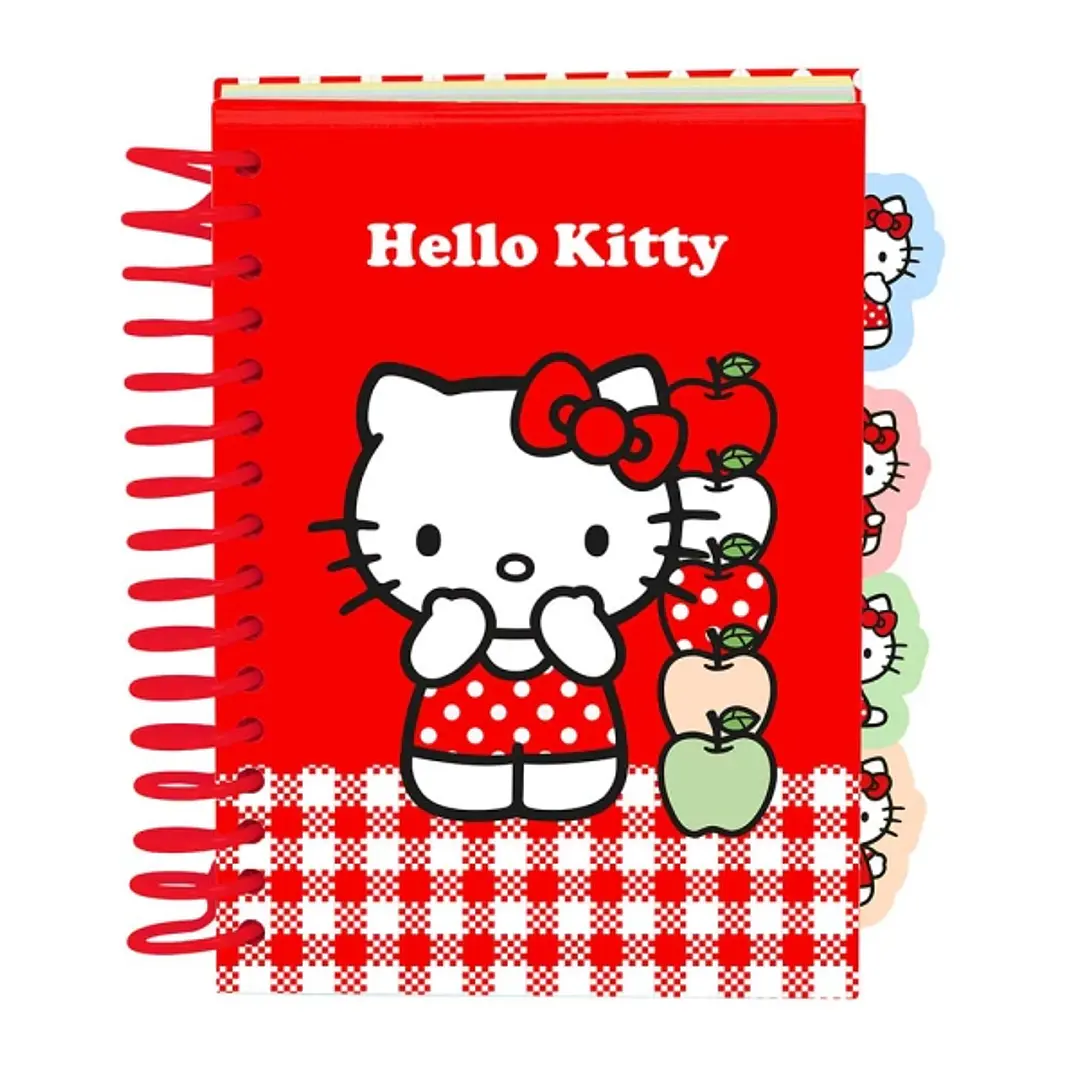 Safta Hello Kitty Bloc de Notas - Formato A6 - 80 Hojas de 80 g/m2 - Espiral - Tapas Duras - 4 Separadores Interiores - 10.5x14.8cm - Color Rojo y Bla 1