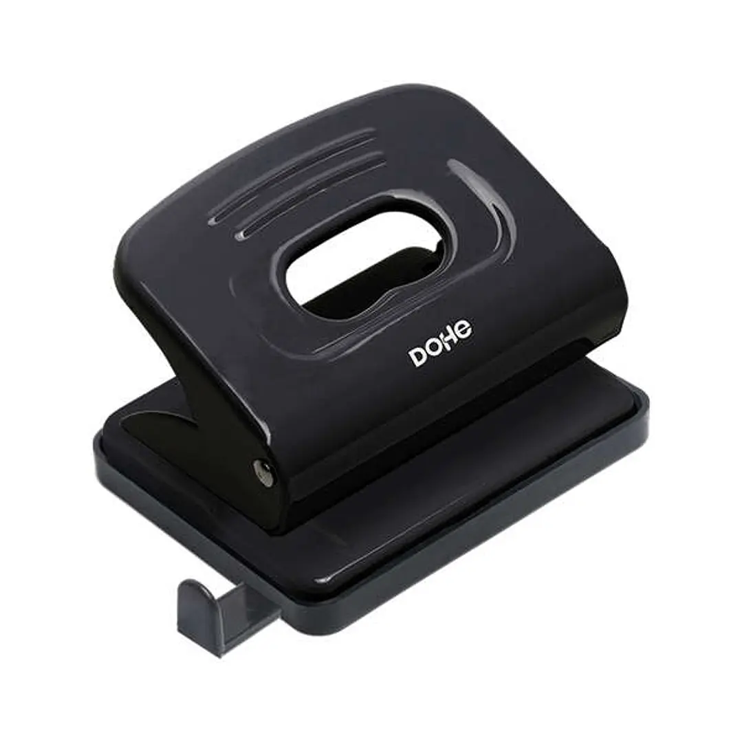 Dohe Taladro Perforador Metalico - Hasta 16 Hojas - Guia y Deposito - Color Negro 1