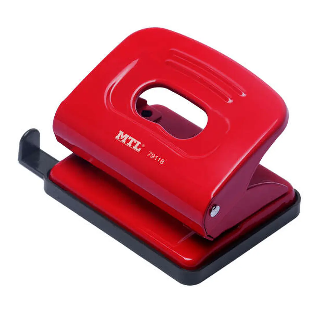 Dohe Taladro Perforador Metalico - Hasta 16 Hojas - Guia y Deposito - Color Rojo 1