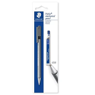 Staedtler Pack de 1 Portaminas Triplus Micro 774 de 0.7mm + 1 Tubo de 12 Minas - Diseño Triangular Ergonomico - Punta de Metal Retractil - Goma de Bor