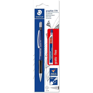Staedtler Pack de 1 Portaminas 779 de 0.5mm + 1 Tubo de 12 Minas - Zona de Agarre Ergonomica - Resistente a Roturas