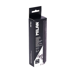 Milan Pack de 3 Barritas de Carboncillo - Natural - Rectangular 22x10mm - Color Negro