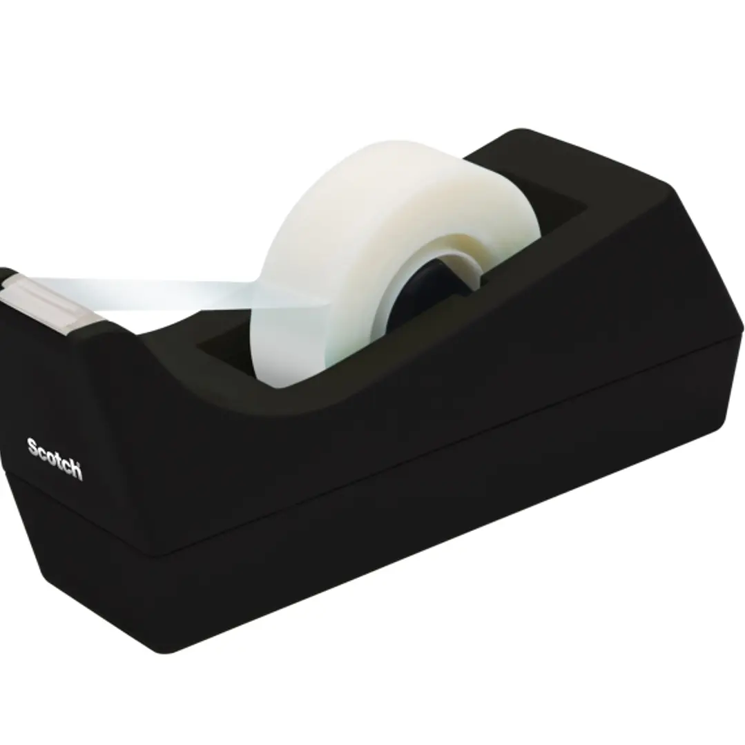 Scotch Dispensador de Cinta Adhesiva - Base Antideslizante - Plastico 100% Reciclado - Cinta No Incluida - Color Negro 1