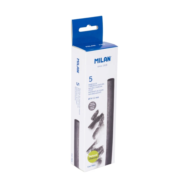 Milan Pack de 5 Barritas de Carboncillo - Natural - Redondo de 9-11mm - Color Negro 1