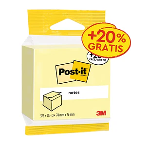 Post-It Bloc de 450 Notas Adhesivas Reposicionables - 76x76mm - 100% PEFC - Color Amarillo Claro