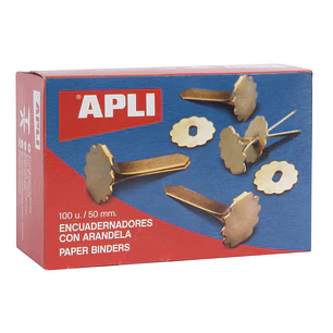 Apli Encuadernadores Metalicos con Arandela - 50mm - Incluyen Arandela para Embellecer y Evitar Rozaduras - Caja de 100 Unidades